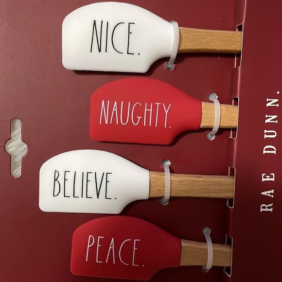 Rae Dunn 4 Piece Mini Spatula Set Holiday Christmas Tis The Season NWT - Picture 3 of 4